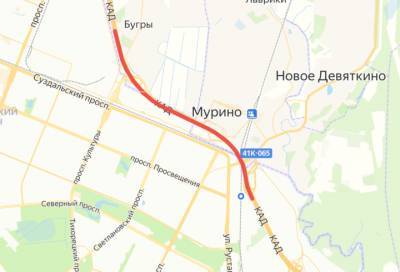 Между развязками с проспектом Культуры и автодорогой Петербург-Матокса на КАД перекроют одну полосу движения