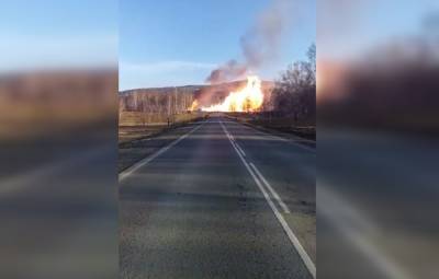 В Белорецком районе Башкирии загорелся газовый трубопровод