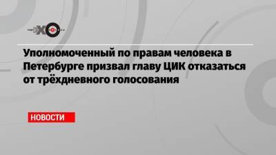 Уполномоченный по правам человека в Петербурге призвал главу ЦИК отказаться от трёхдневного голосования