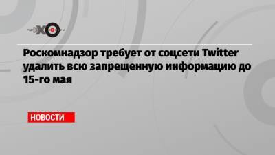 Роскомнадзор требует от соцсети Twitter удалить всю запрещенную информацию до 15-го мая