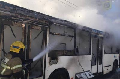 В Уфе сгорел пассажирский автобус «НефАЗ»