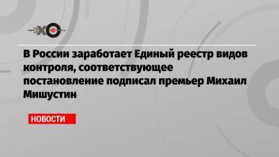 В России заработает Единый реестр видов контроля, соответствующее постановление подписал премьер Михаил Мишустин