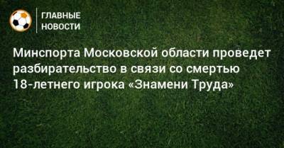 Минспорта Московской области проведет разбирательство в связи со смертью 18-летнего игрока «Знамени Труда»