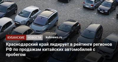 Краснодарский край лидирует в рейтинге регионов РФ по продажам китайских автомобилей с пробегом