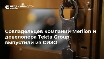 Совладельцев компании Merlion и девелопера Tekta Group выпустили из СИЗО