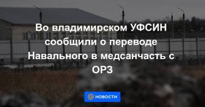 Во владимирском УФСИН сообщили о переводе Навального в медсанчасть с ОРЗ