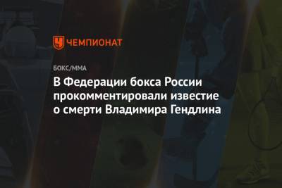 В Федерации бокса России прокомментировали известие о смерти Владимира Гендлина