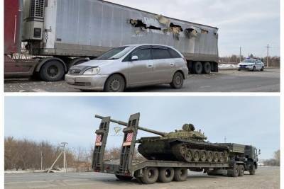 Появилось видео «нападения» танка на фуру под Новосибирском