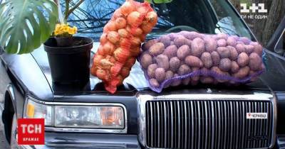 Мешки с овощами на капоте лимузина: в Черновцах предприниматели сделали креативный прилавок для торговли
