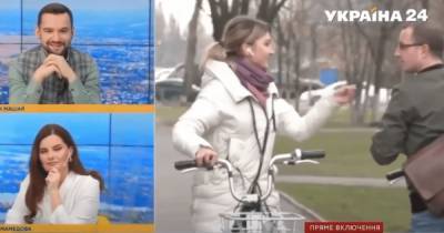 В прямом эфире канала Ахметова проезжавший мимо велосипедист назвал олигарха "петухом" (видео)