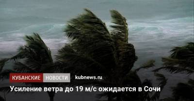 Усиление ветра до 19 м/с ожидается в Сочи