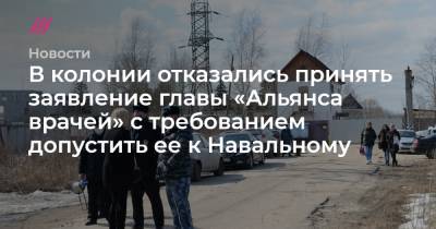 В колонии отказались принять заявление главы «Альянса врачей» с требованием допустить ее к Навальному