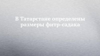 В Татарстане определены размеры фитр-садака