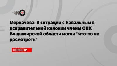 Меркачева: В ситуации с Навальным в исправительной колонии члены ОНК Владимирской области могли «что-то не досмотреть»