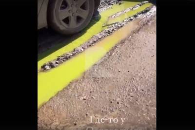 В Горроще рязанцы заметили ядовито-желтую жидкость на дороге