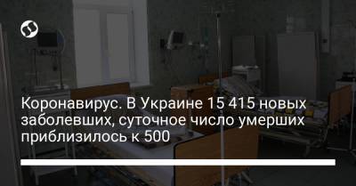 Коронавирус. В Украине 15 415 новых заболевших, суточное число умерших приблизилось к 500