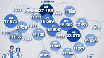 Карта вакцинации: ситуация в областях Украины на 7 апреля