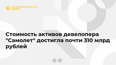 Стоимость активов девелопера "Самолет" достигла почти 310 млрд рублей