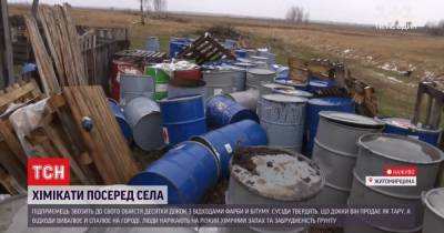 Свалка химикатов в Житомирской области: владелец заявил, что бочки в село завез временно и ничего не сжигает