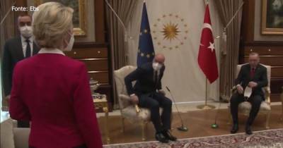 Дипломатический конфуз: президентке Еврокомиссии не нашлось стула на встрече с Эрдоганом