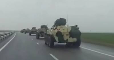 Рядом с границей Украины зафиксировали передвижение колоны БТРов (видео)