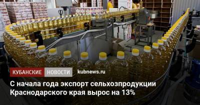 С начала года экспорт сельхозпродукции Краснодарского края вырос на 13%