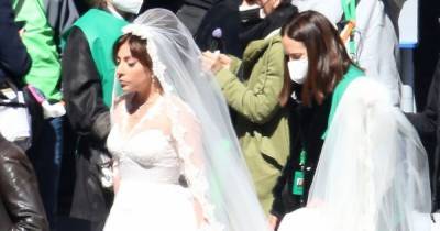 Леди Гага появилась в свадебном платье на съемках фильма "Дом Гуччи"