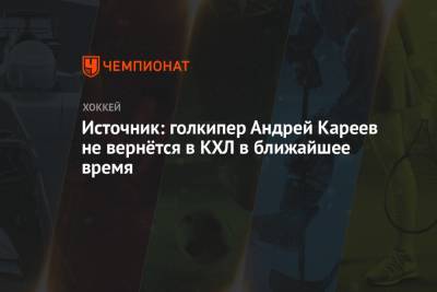 Источник: голкипер Андрей Кареев не вернётся в КХЛ в ближайшее время
