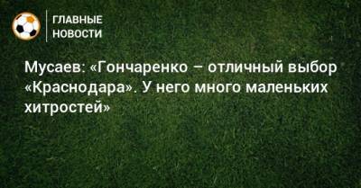 Мусаев: «Гончаренко – отличный выбор «Краснодара». У него много маленьких хитростей»