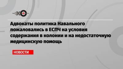 Адвокаты политика Навального пожаловались в ЕСПЧ на условия содержания в колонии и на недостаточную медицинскую помощь