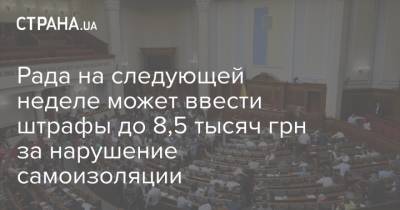 Рада на следующей неделе может ввести штрафы до 8,5 тысяч грн за нарушение самоизоляции