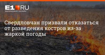 Свердловчан призвали отказаться от разведения костров из-за жаркой погоды