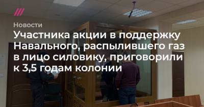 Участника акции в поддержку Навального, распылившего газ в лицо силовику, приговорили к 3,5 годам колонии