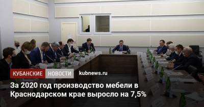 За 2020 год производство мебели в Краснодарском крае выросло на 7,5%