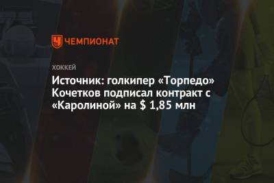Источник: голкипер «Торпедо» Кочетков подписал контракт с «Каролиной» на $ 1,85 млн