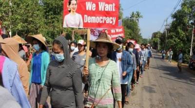 В Мьянме состоялся митинг против военного переворота