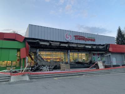 У магазина «Пятерочка» в Липецке обвалилась крыша (видео)