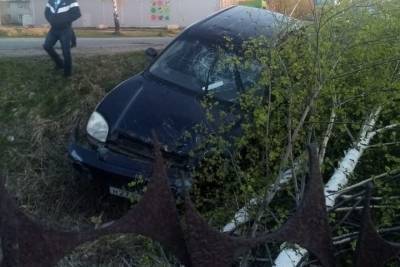 В Рязанском районе автомобиль улетел в кювет
