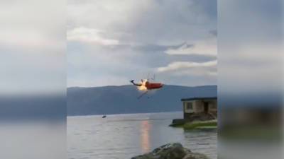 Крушение пожарного вертолета в Китае попало на видео