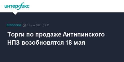 Дмитрий Мазуров - Торги по продаже Антипинского НПЗ возобновятся 18 мая - interfax.ru - Москва
