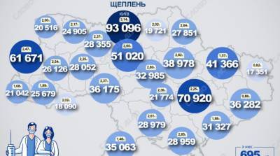 Карта вакцинации: ситуация в областях Украины на 11 мая