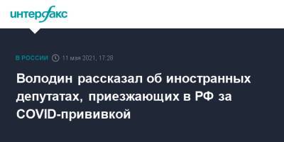 Володин рассказал об иностранных депутатах, приезжающих в РФ за COVID-прививкой