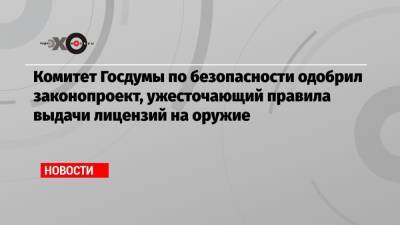 Комитет Госдумы по безопасности одобрил законопроект, ужесточающий правила выдачи лицензий на оружие