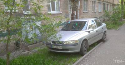 Высыпали мусор на машину: в Киеве наказали автовладельца, который припарковался на газоне (3 фото)