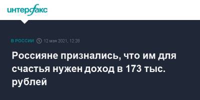 Россияне признались, что им для счастья нужен доход в 173 тыс. рублей
