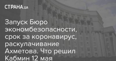 Запуск Бюро экономбезопасности, срок за коронавирус, раскулачивание Ахметова. Что решил Кабмин 12 мая