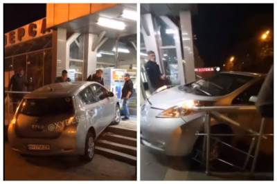 Пьяный одессит "въехал" в супермаркет на машине, видео: как его наказали