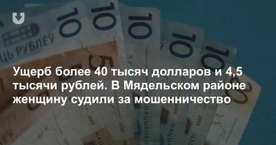 Ущерб более 40 тысяч долларов и 4,5 тысячи рублей. В Мядельском районе женщину судили за мошенничество