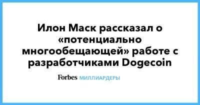 Илон Маск рассказал о «потенциально многообещающей» работе с разработчиками Dogecoin