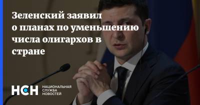 Зеленский заявил о планах по уменьшению числа олигархов в стране